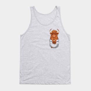 Pocket Cute Scottish Highland Cow Tank Top